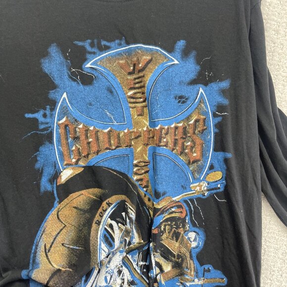 Retro BOOT West Coast Choppers Long Sleeve Shirt Men L Motorcycle Distresse READ - Picture 10 of 11